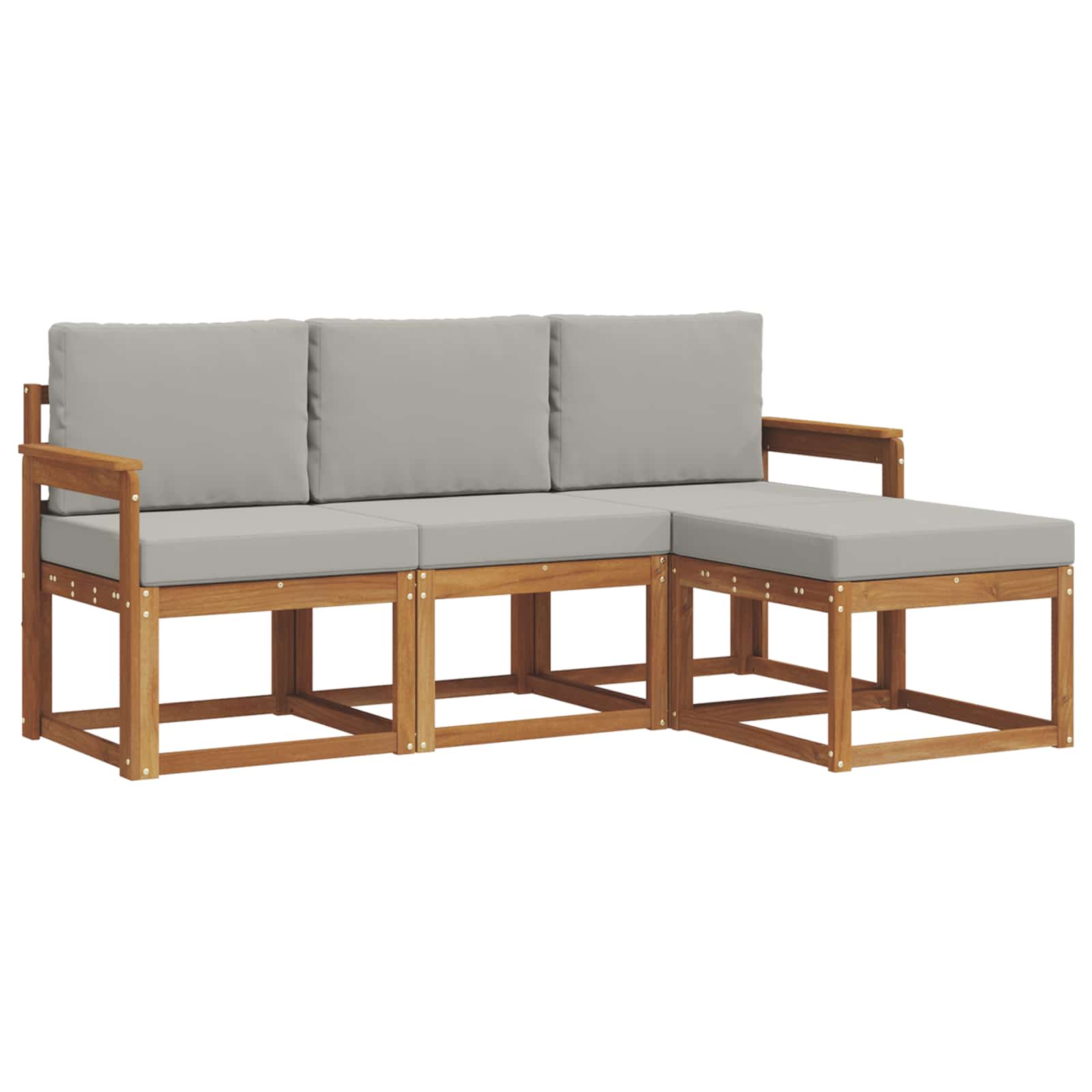 Outdoor-Sofagarnitur mit Kissen 4 pcs Natürlich und Hellgrau