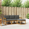 Outdoor-Sofagarnitur mit Kissen 4 pcs Natur und Anthrazit