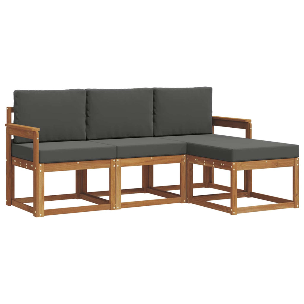 Outdoor-Sofagarnitur mit Kissen 4 pcs Natur und Anthrazit