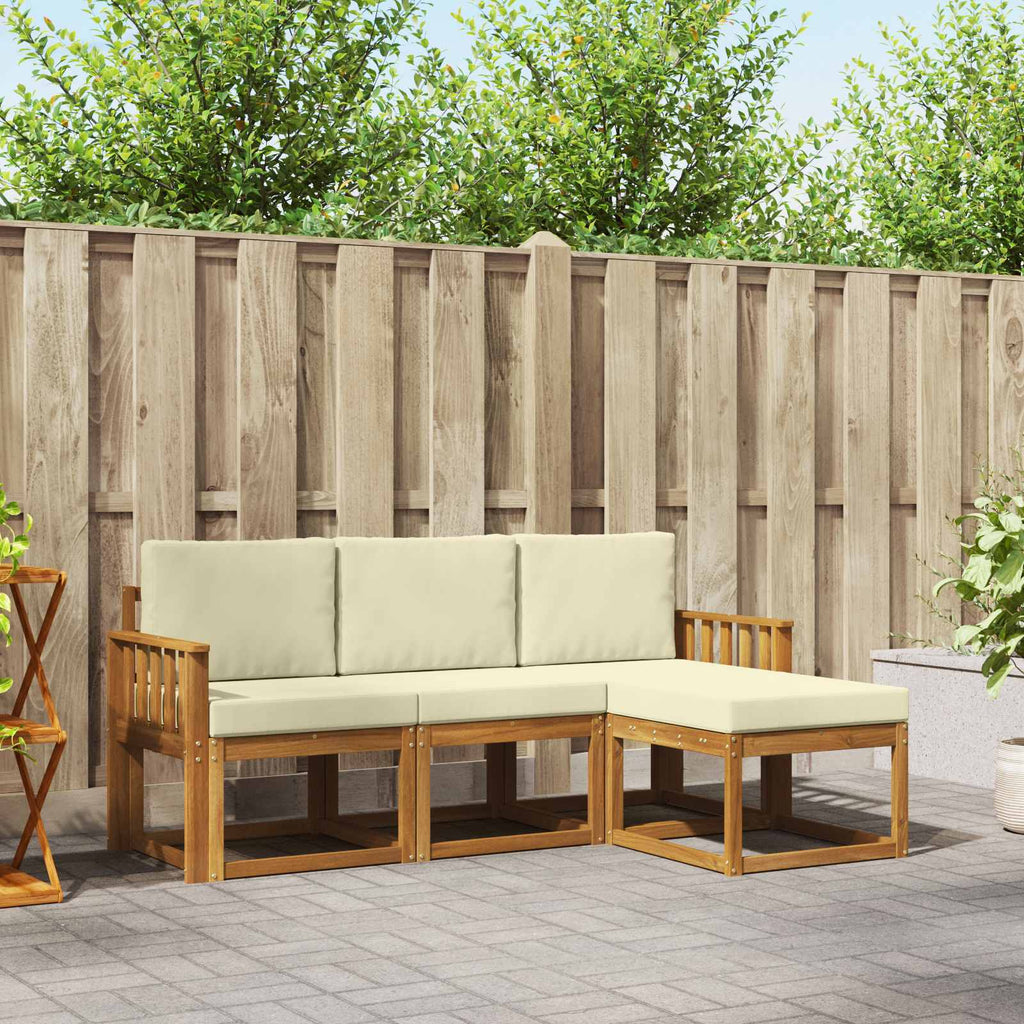 Outdoor-Sofagarnitur mit Kissen 4 pcs Natur und Creme