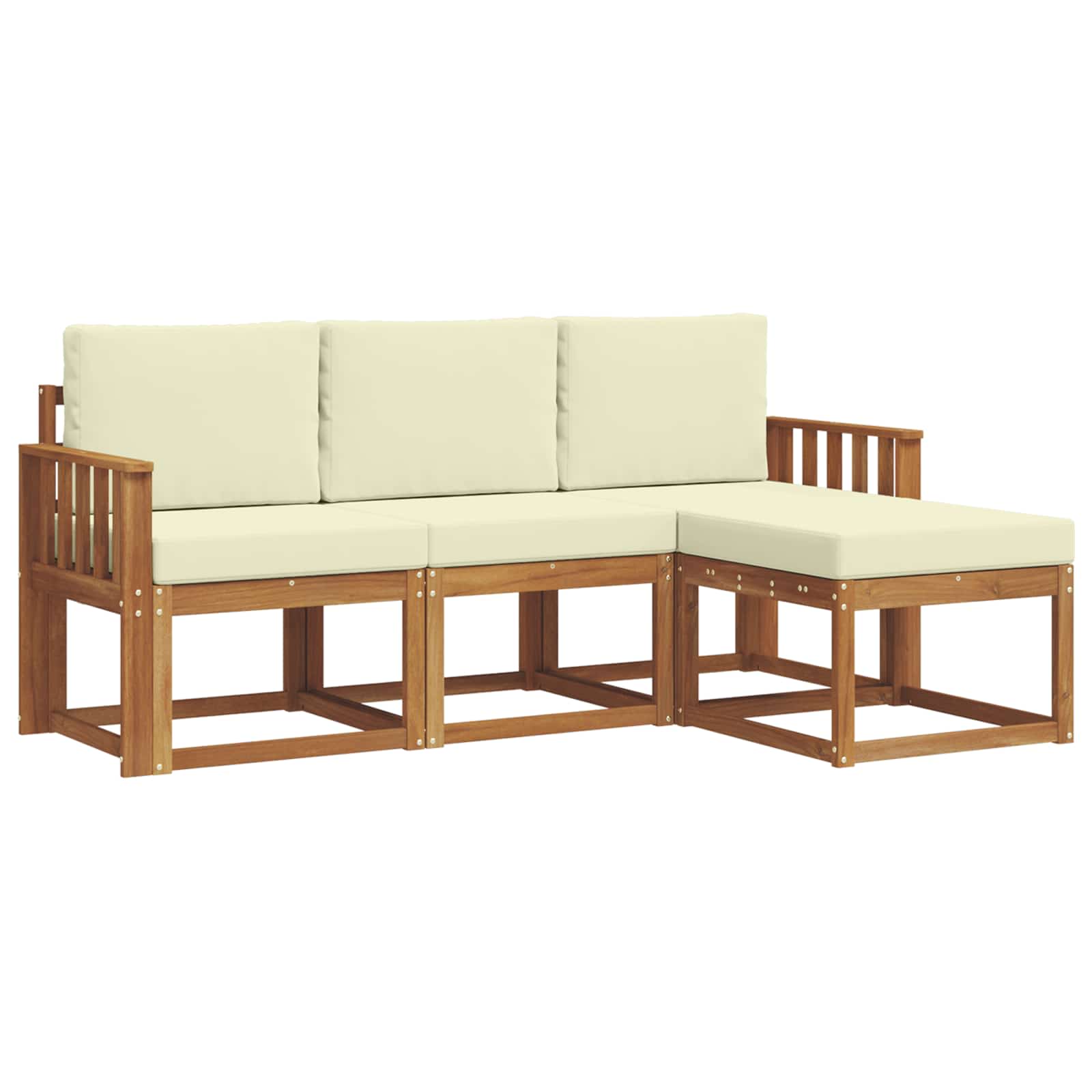 Outdoor-Sofagarnitur mit Kissen 4 pcs Natur und Creme