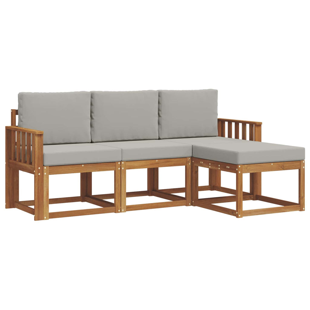 Outdoor-Sofagarnitur mit Kissen 4 pcs Natürlich und Hellgrau