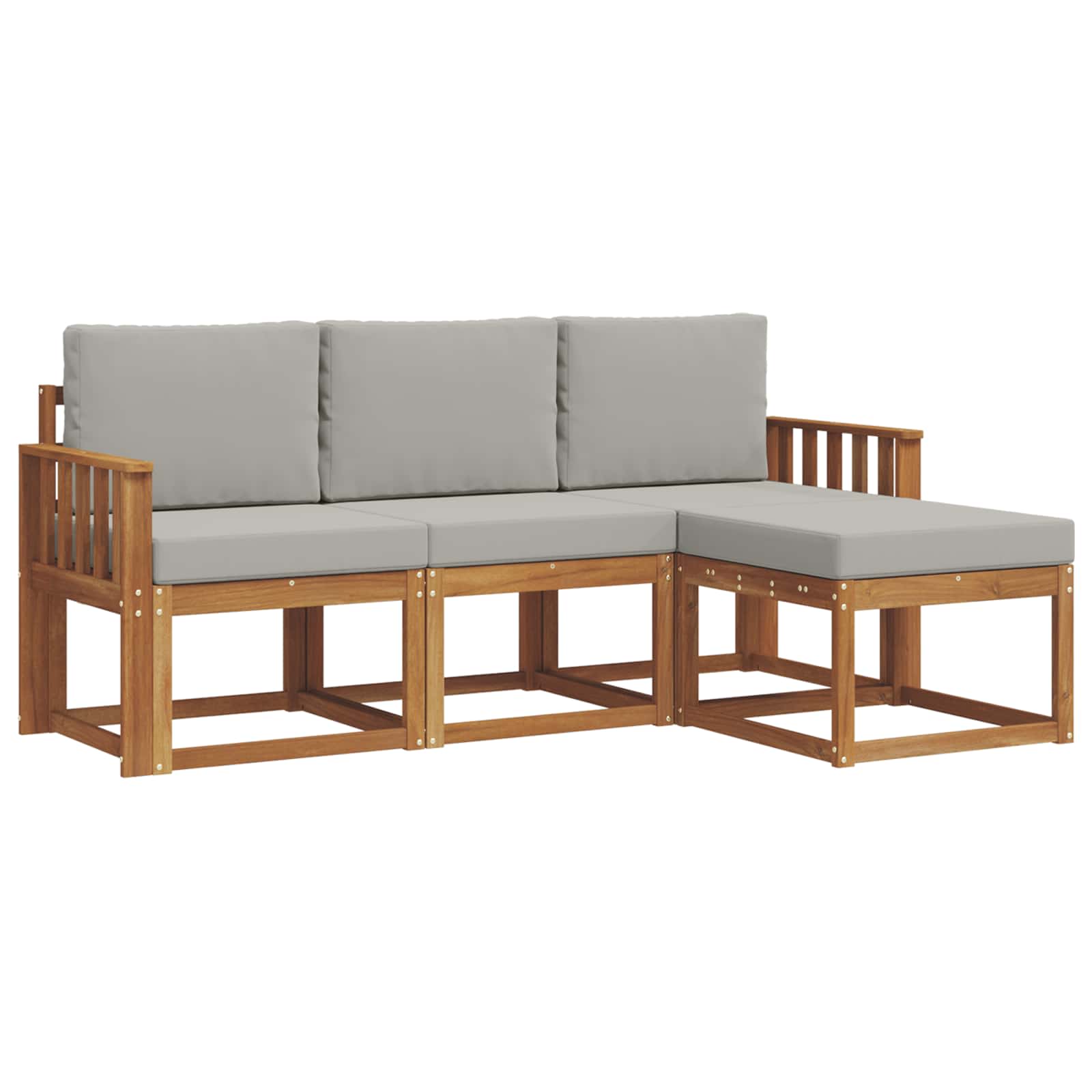 Outdoor-Sofagarnitur mit Kissen 4 pcs Natürlich und Hellgrau