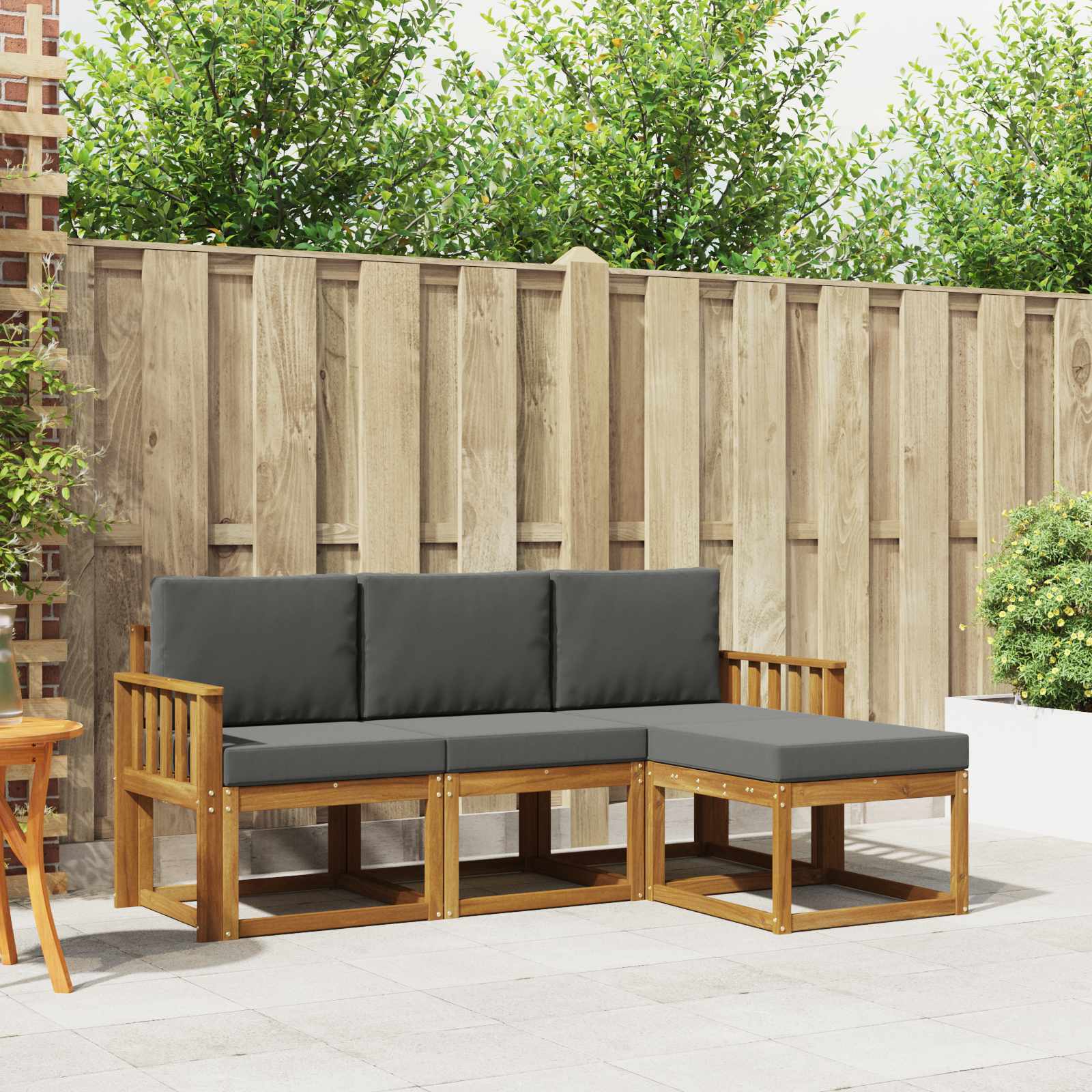 Outdoor-Sofagarnitur mit Kissen 4 pcs Natur und Anthrazit