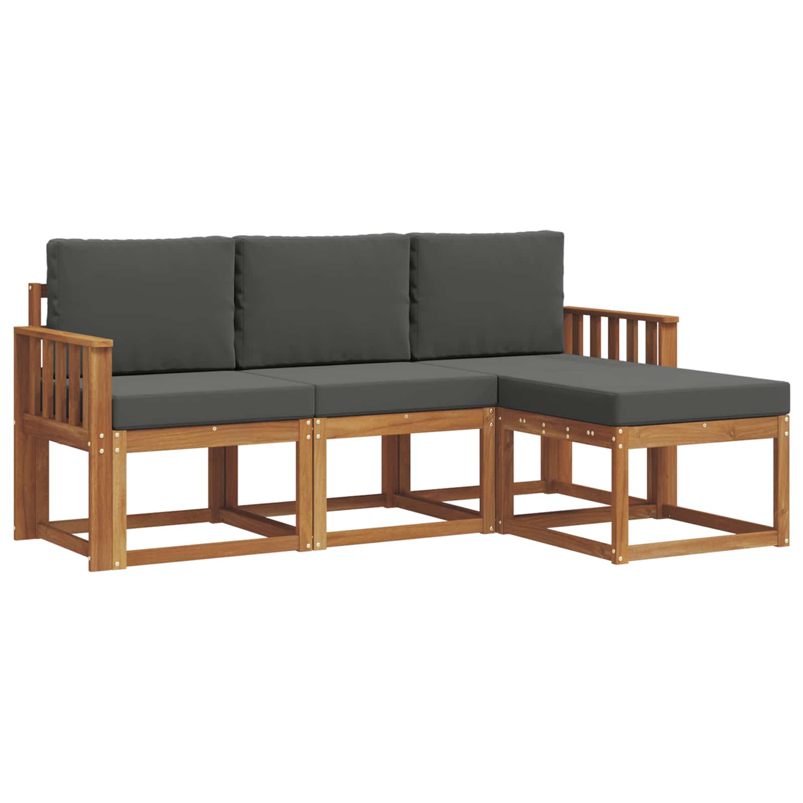 Outdoor-Sofagarnitur mit Kissen 4 pcs Natur und Anthrazit