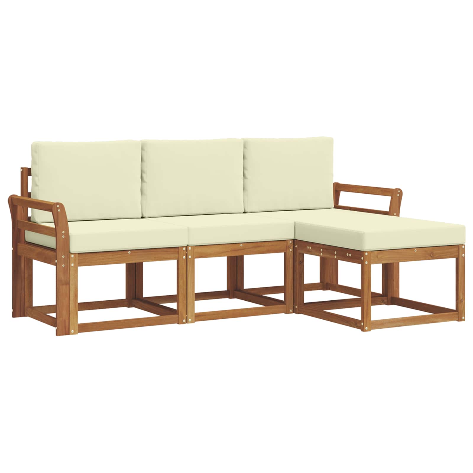 Outdoor-Sofagarnitur mit Kissen 4 pcs Natur und Creme