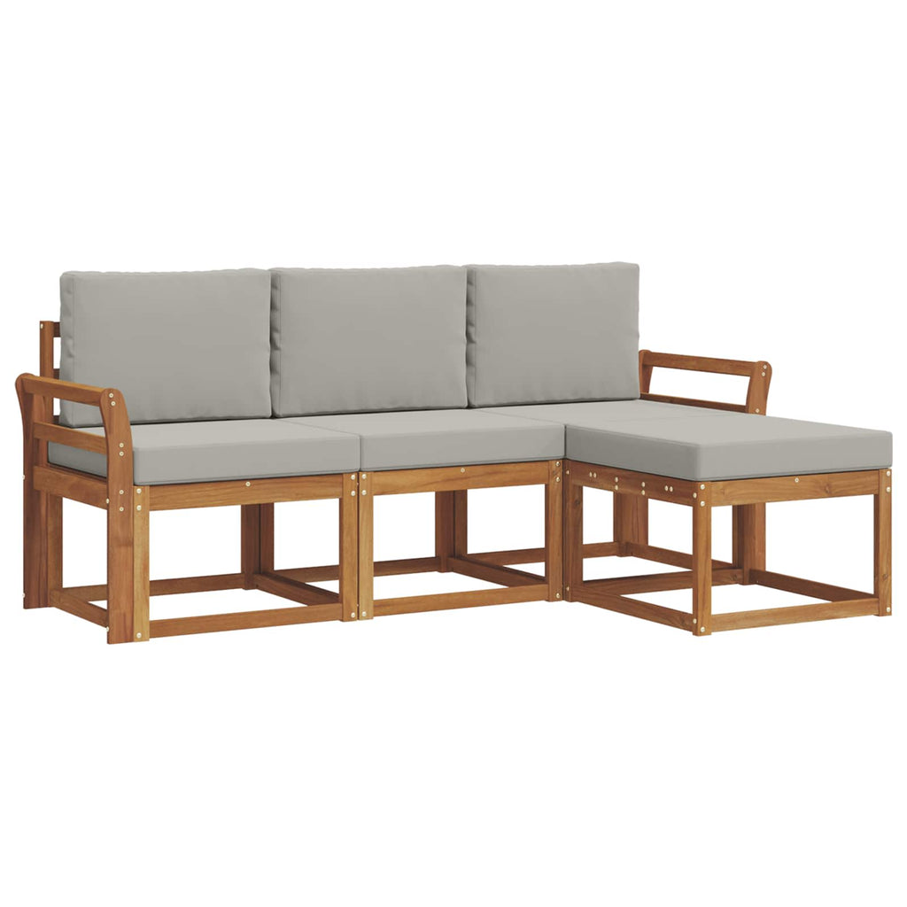 Outdoor-Sofagarnitur mit Kissen 4 pcs Natürlich und Hellgrau