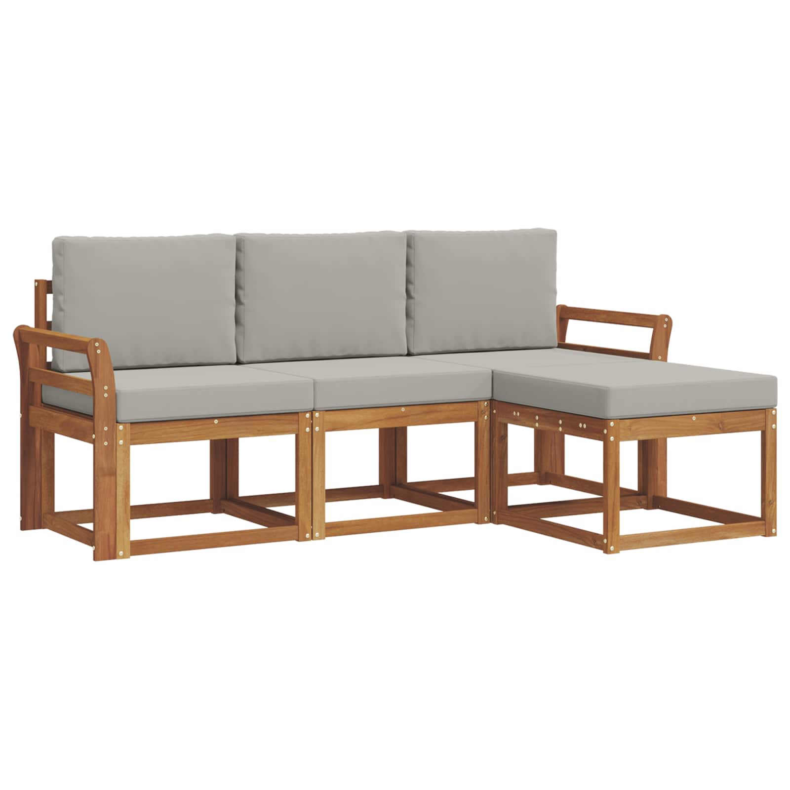 Outdoor-Sofagarnitur mit Kissen 4 pcs Natürlich und Hellgrau