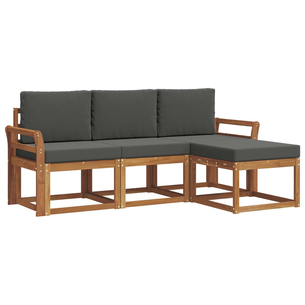 Outdoor-Sofagarnitur mit Kissen 4 pcs Natur und Anthrazit
