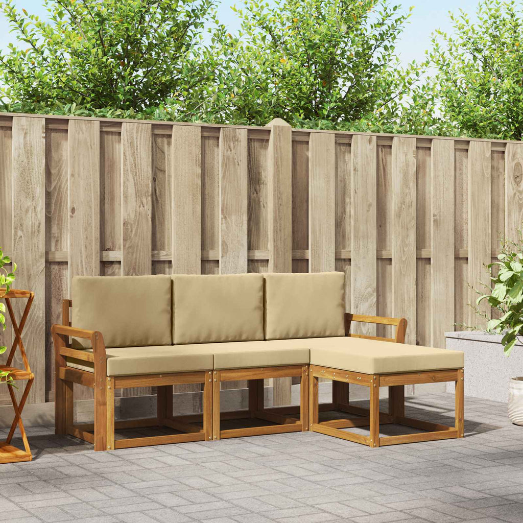 Outdoor-Sofagarnitur mit Kissen 4 pcs Natur und Beige