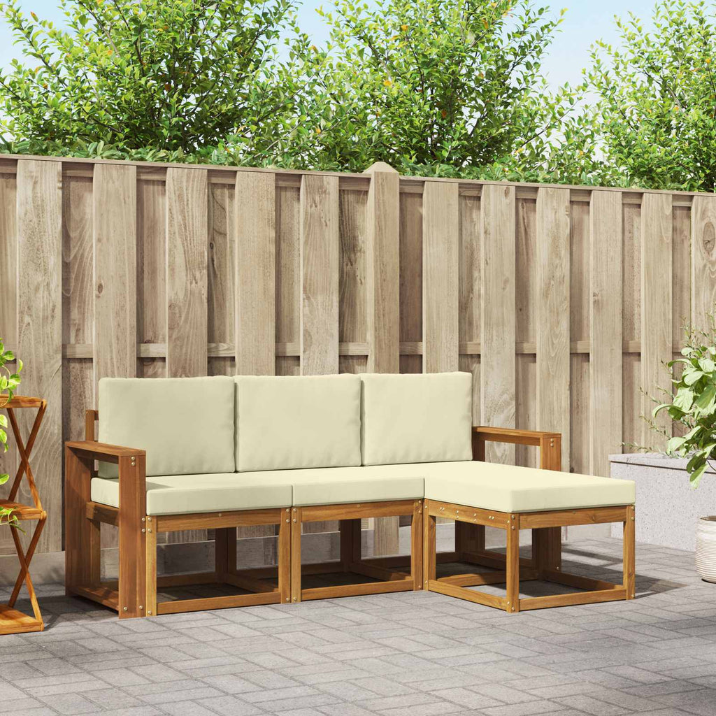 Outdoor-Sofagarnitur mit Kissen 4 pcs Natur und Creme