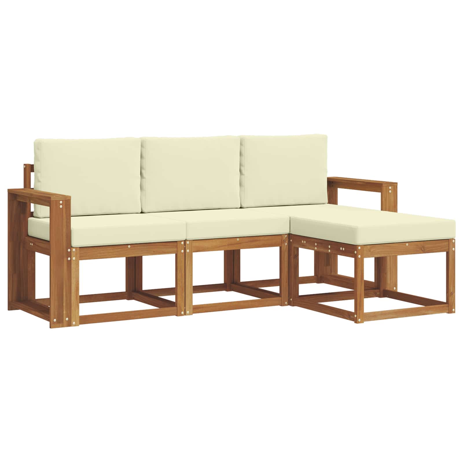 Outdoor-Sofagarnitur mit Kissen 4 pcs Natur und Creme