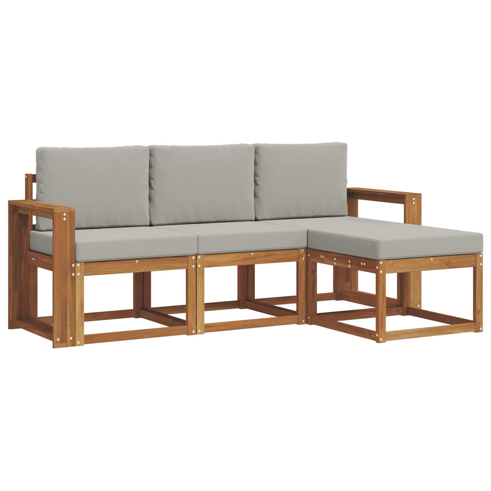 Outdoor-Sofagarnitur mit Kissen 4 pcs Natürlich und Hellgrau