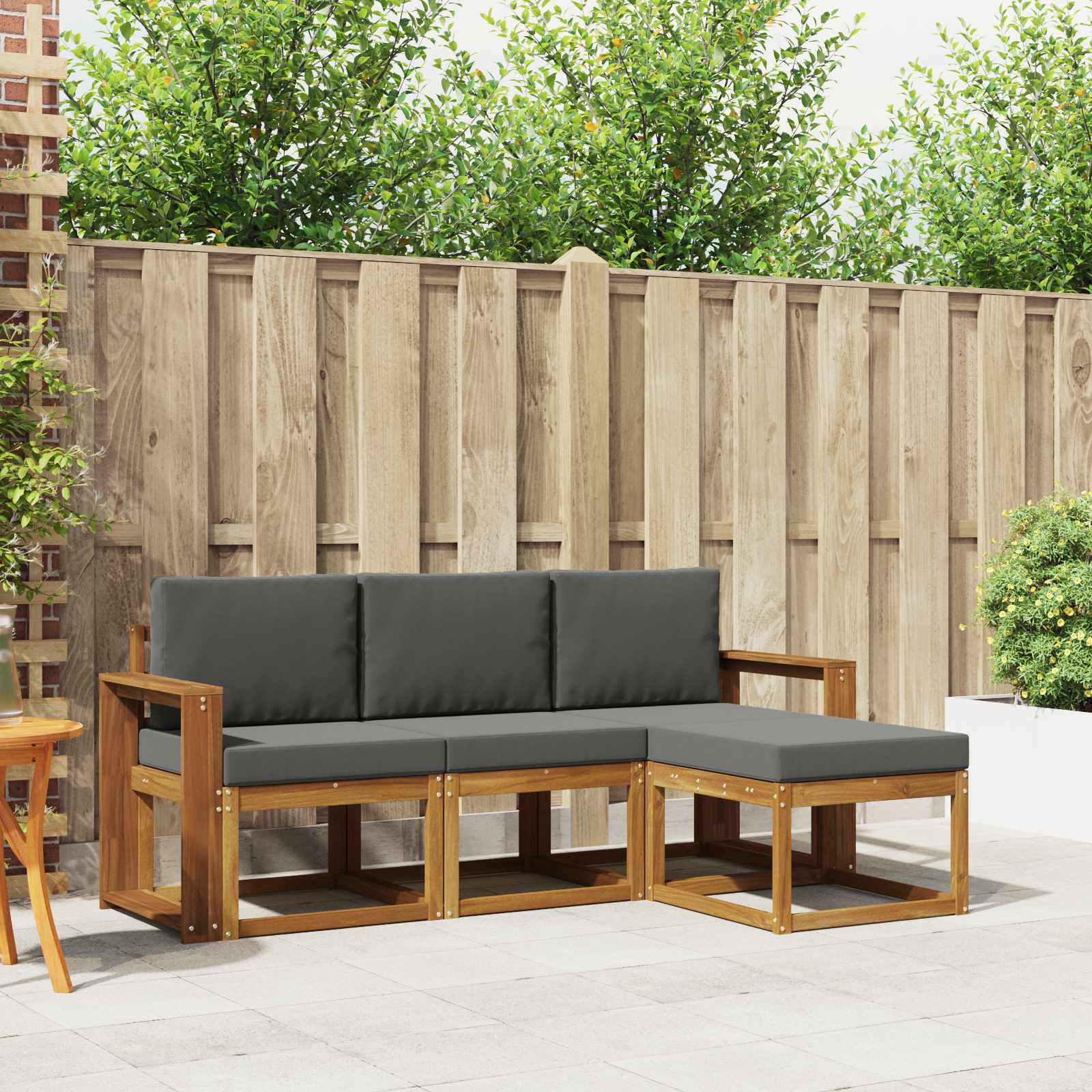 Outdoor-Sofagarnitur mit Kissen 4 pcs Natur und Anthrazit