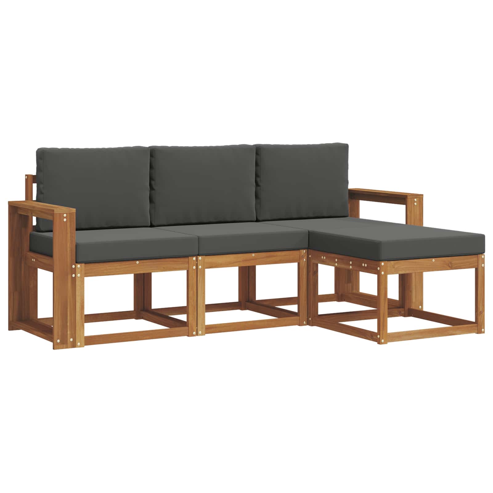 Outdoor-Sofagarnitur mit Kissen 4 pcs Natur und Anthrazit