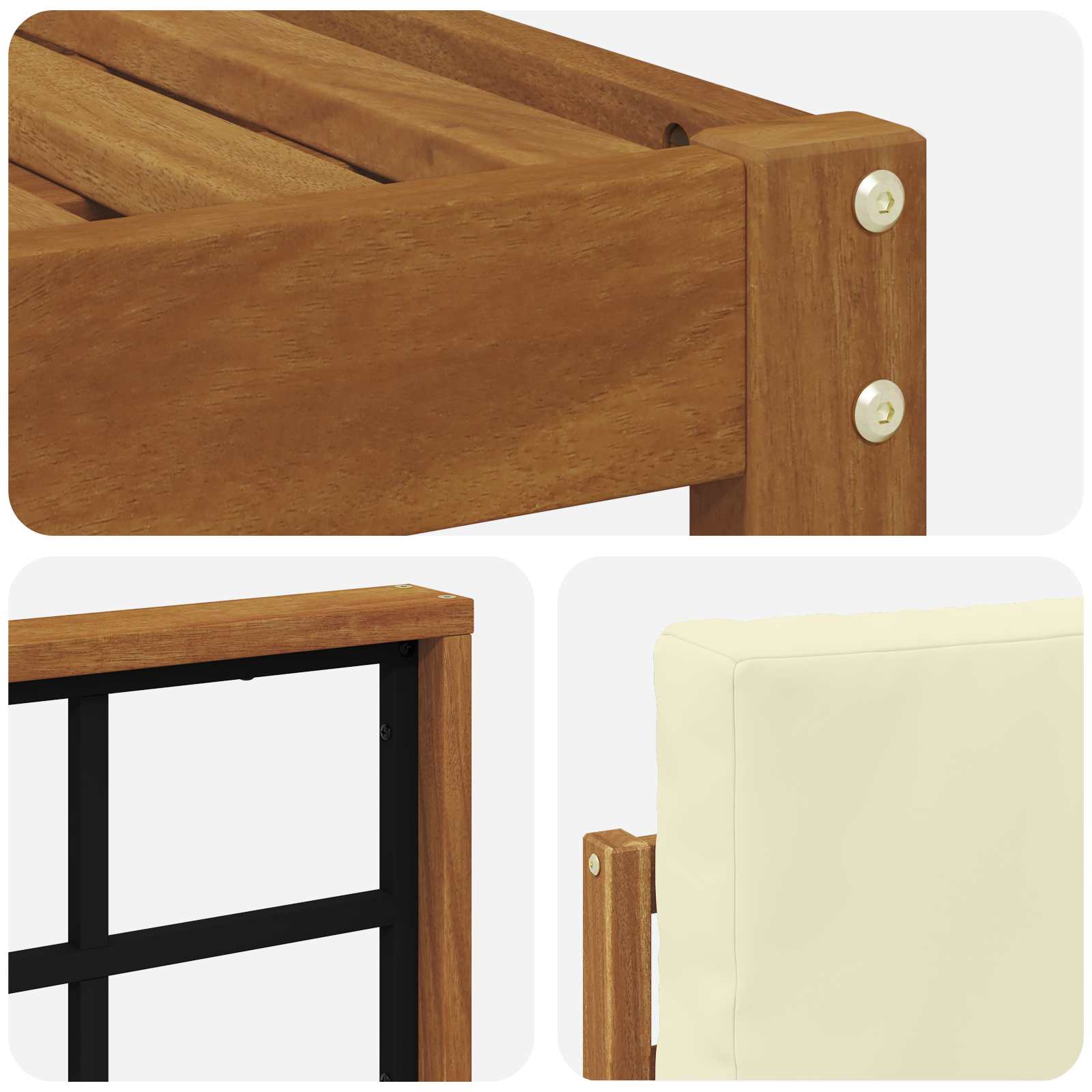 Outdoor-Sofagarnitur mit Kissen 4 pcs Natur und Creme