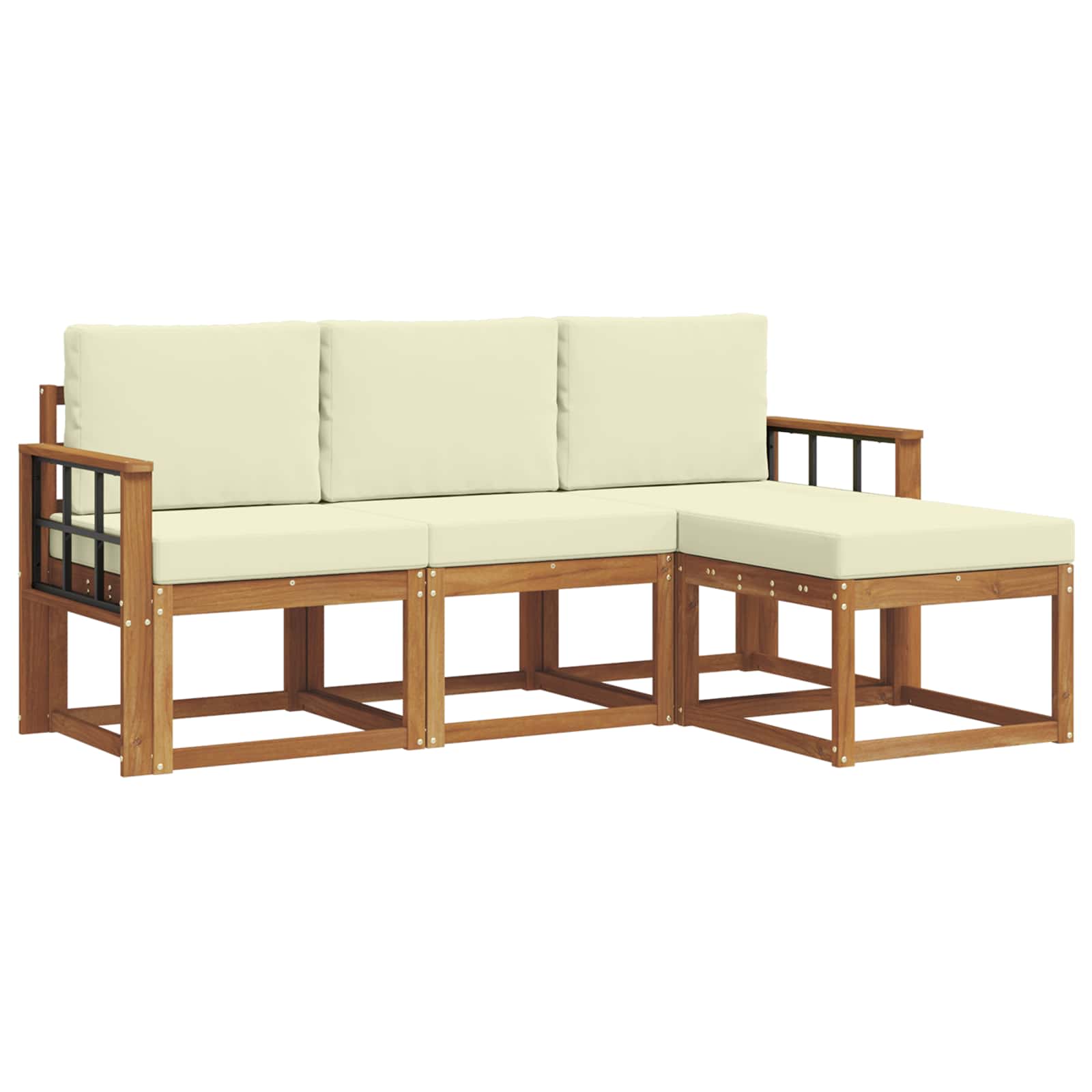 Outdoor-Sofagarnitur mit Kissen 4 pcs Natur und Creme