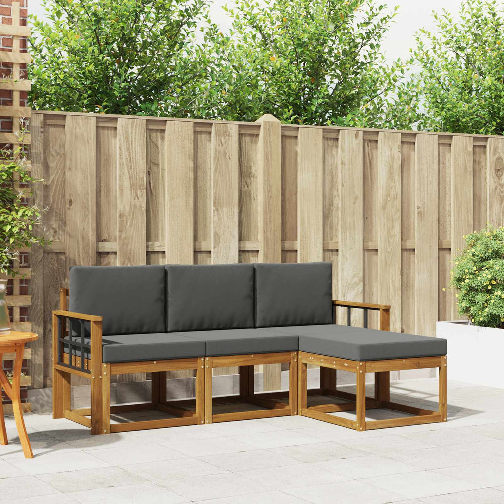 Outdoor-Sofagarnitur mit Kissen 4 pcs Natur und Anthrazit