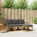 Outdoor-Sofagarnitur mit Kissen 4 pcs Natur und Anthrazit