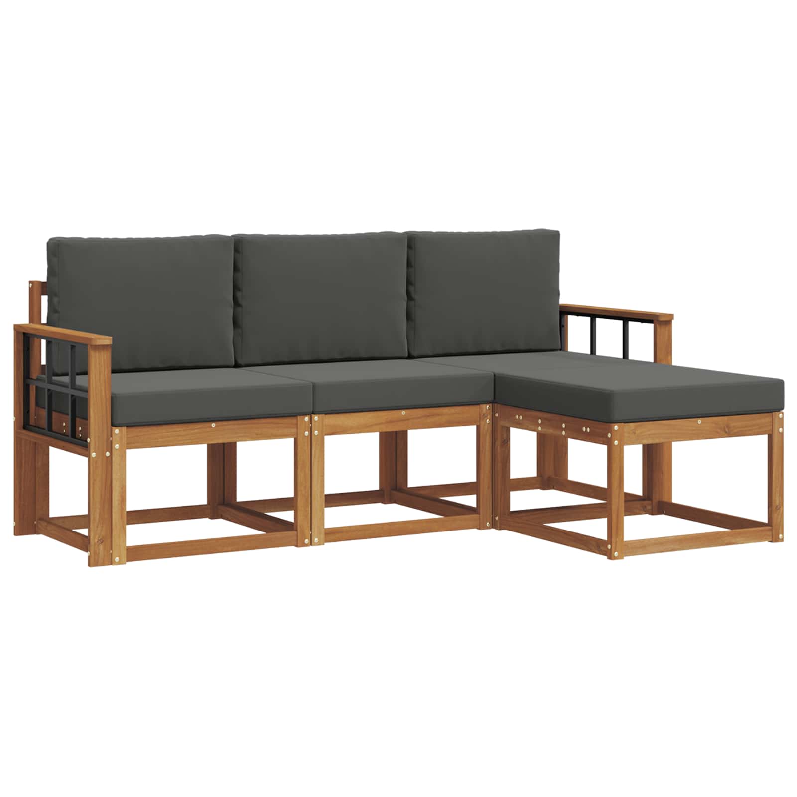 Outdoor-Sofagarnitur mit Kissen 4 pcs Natur und Anthrazit