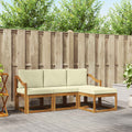 Outdoor-Sofagarnitur mit Kissen 4 pcs Natur und Creme