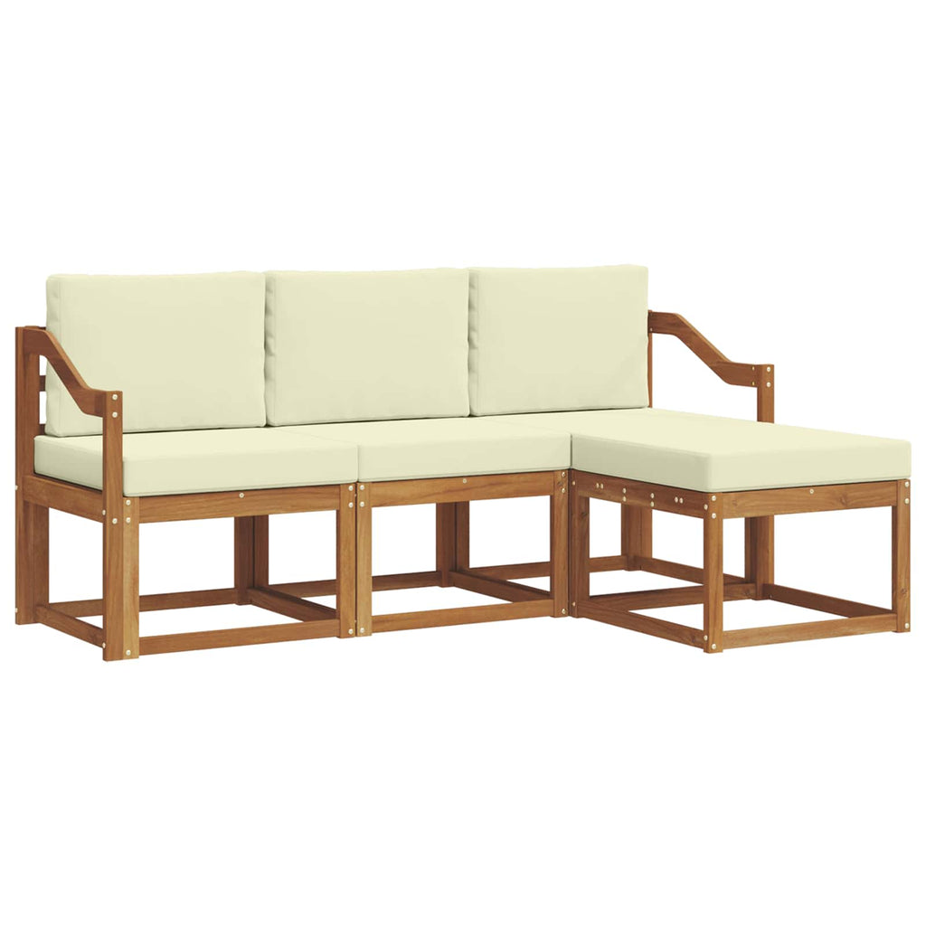 Outdoor-Sofagarnitur mit Kissen 4 pcs Natur und Creme