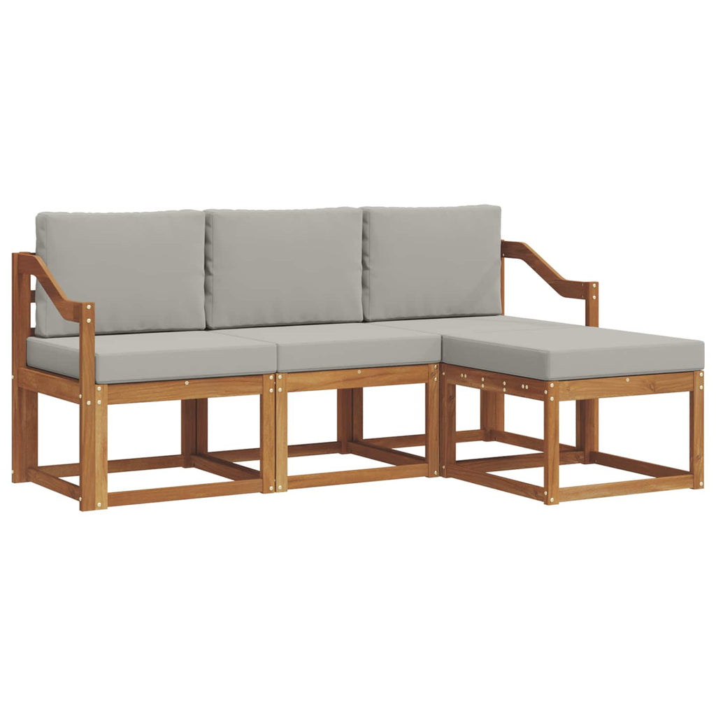 Outdoor-Sofagarnitur mit Kissen 4 pcs Natürlich und Hellgrau