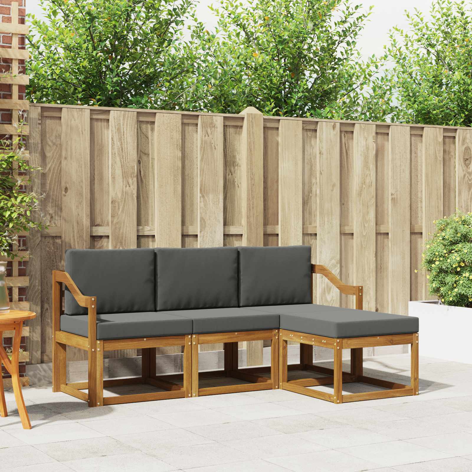 Outdoor-Sofagarnitur mit Kissen 4 pcs Natur und Anthrazit