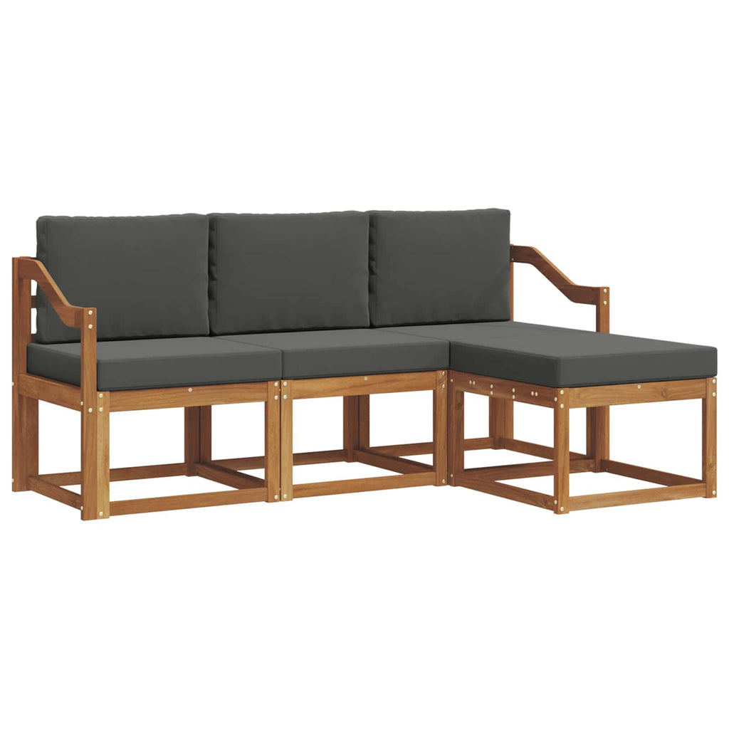 Outdoor-Sofagarnitur mit Kissen 4 pcs Natur und Anthrazit