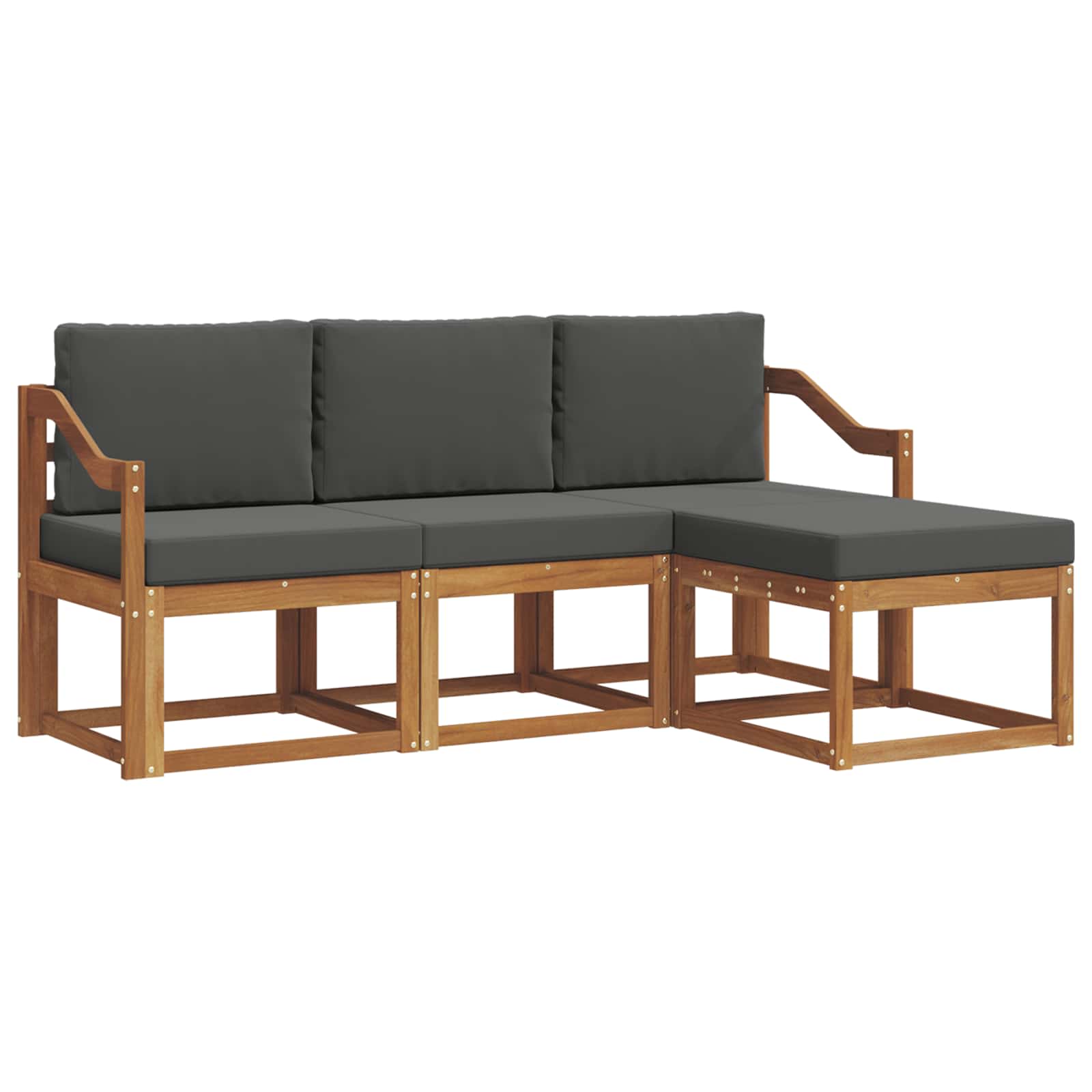 Outdoor-Sofagarnitur mit Kissen 4 pcs Natur und Anthrazit