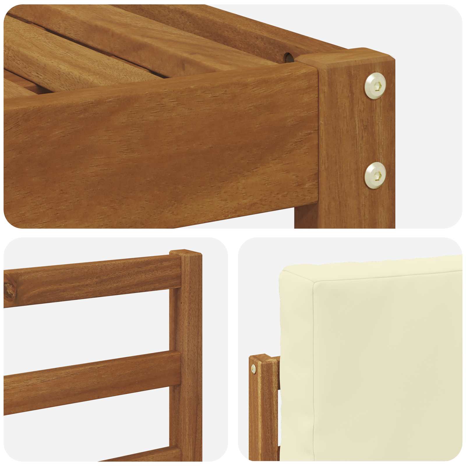 Outdoor-Sofagarnitur 5 pcs Natur und Creme Massivholz Akazie