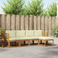 Outdoor-Sofagarnitur 5 pcs Natur und Creme Massivholz Akazie