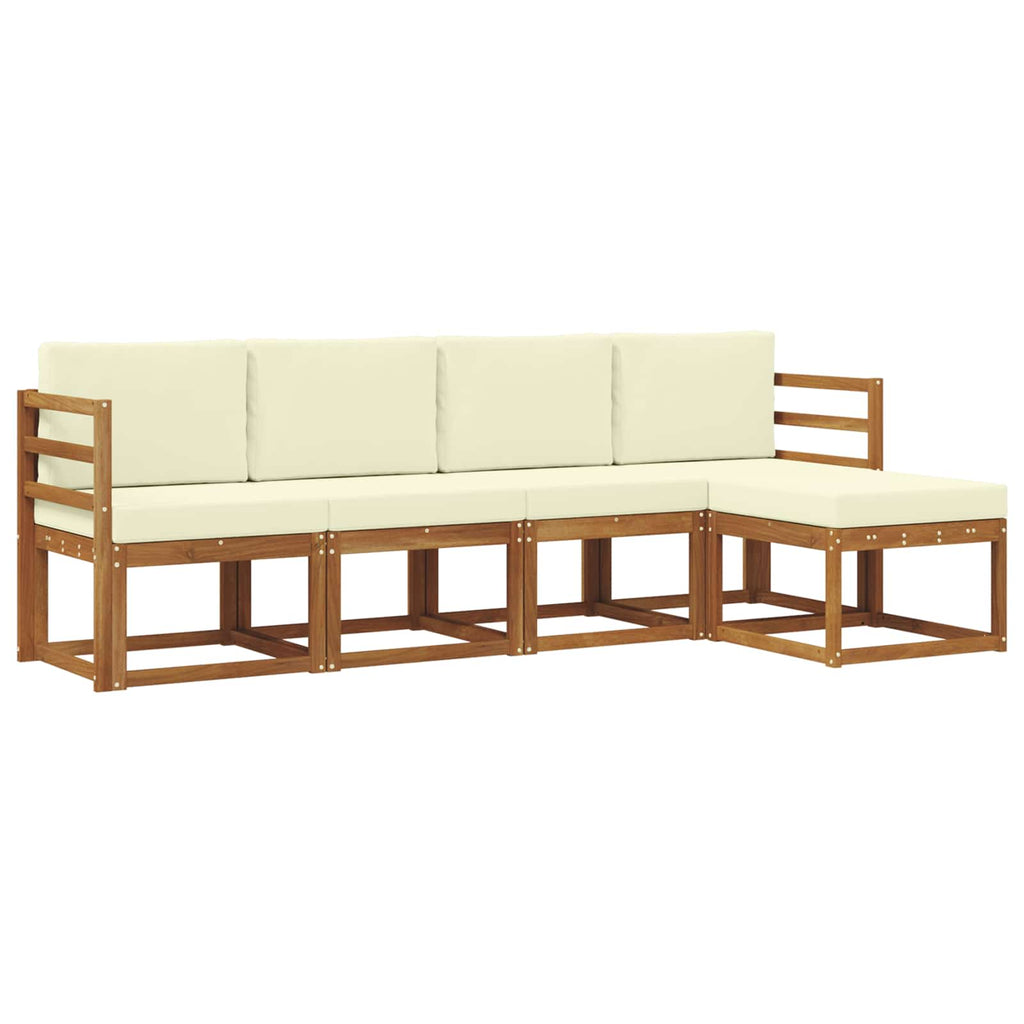 Outdoor-Sofagarnitur 5 pcs Natur und Creme Massivholz Akazie