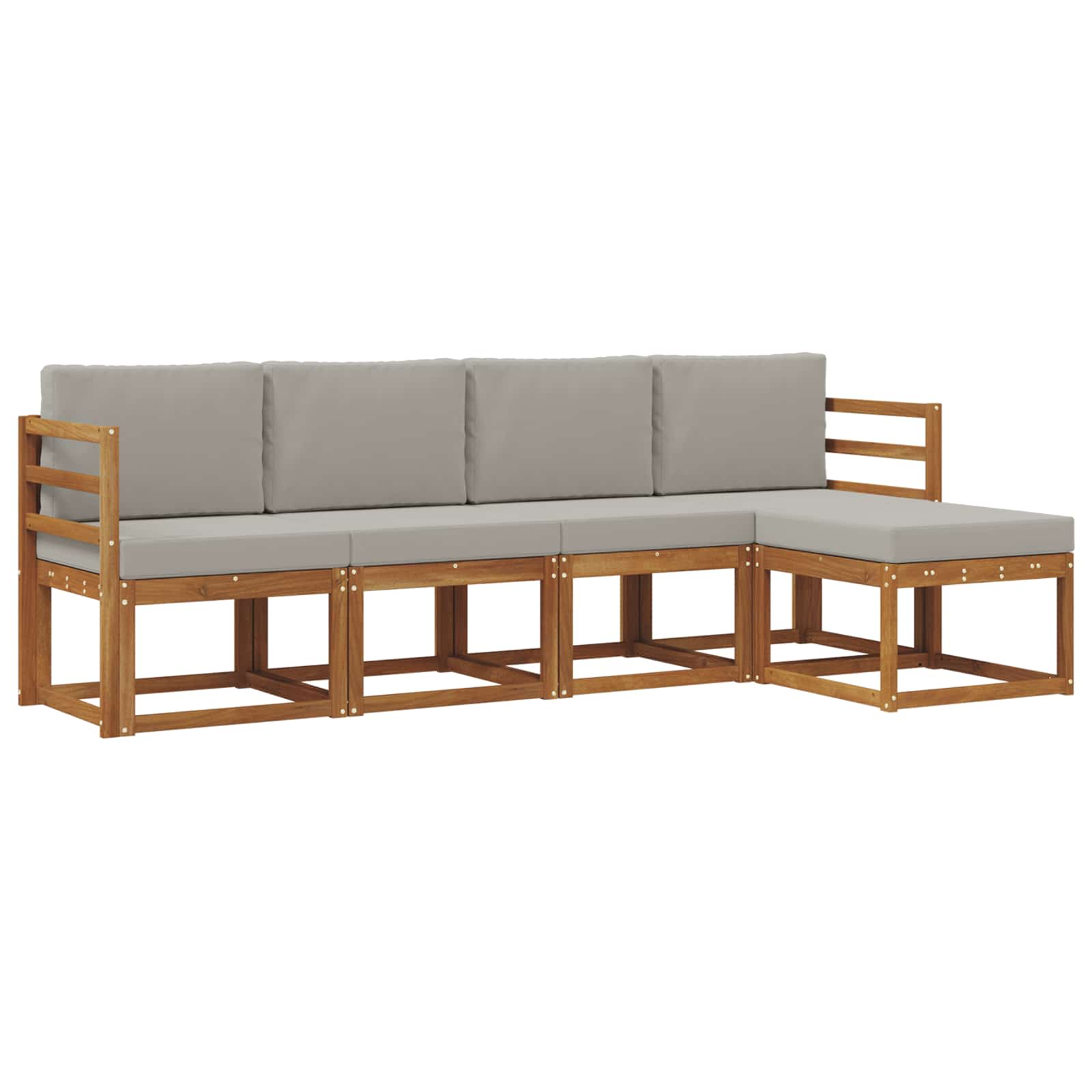 Outdoor-Sofagarnitur mit Kissen 5 pcs Natürlich und Hellgrau