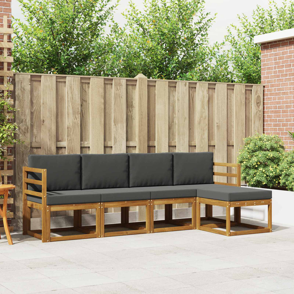 Outdoor-Sofagarnitur mit Kissen 5 pcs Natur und Anthrazit