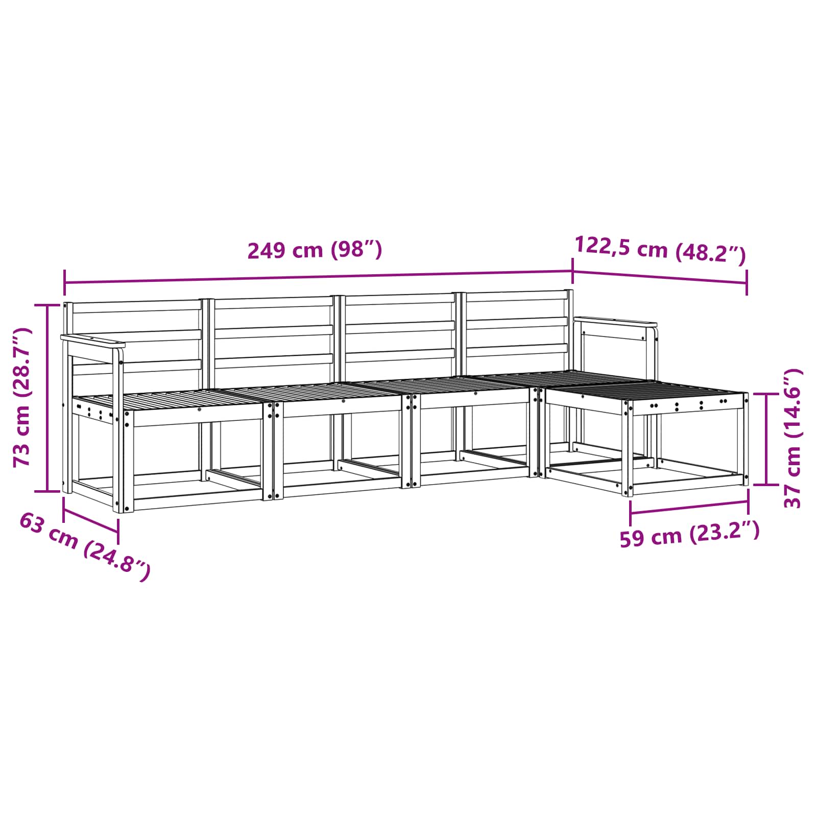 Outdoor-Sofagarnitur 5 pcs Natur Massivholz Akazie