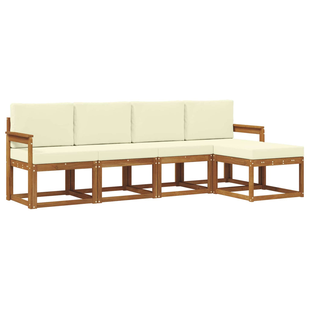 Outdoor-Sofagarnitur 5 pcs Natur und Creme Massivholz Akazie