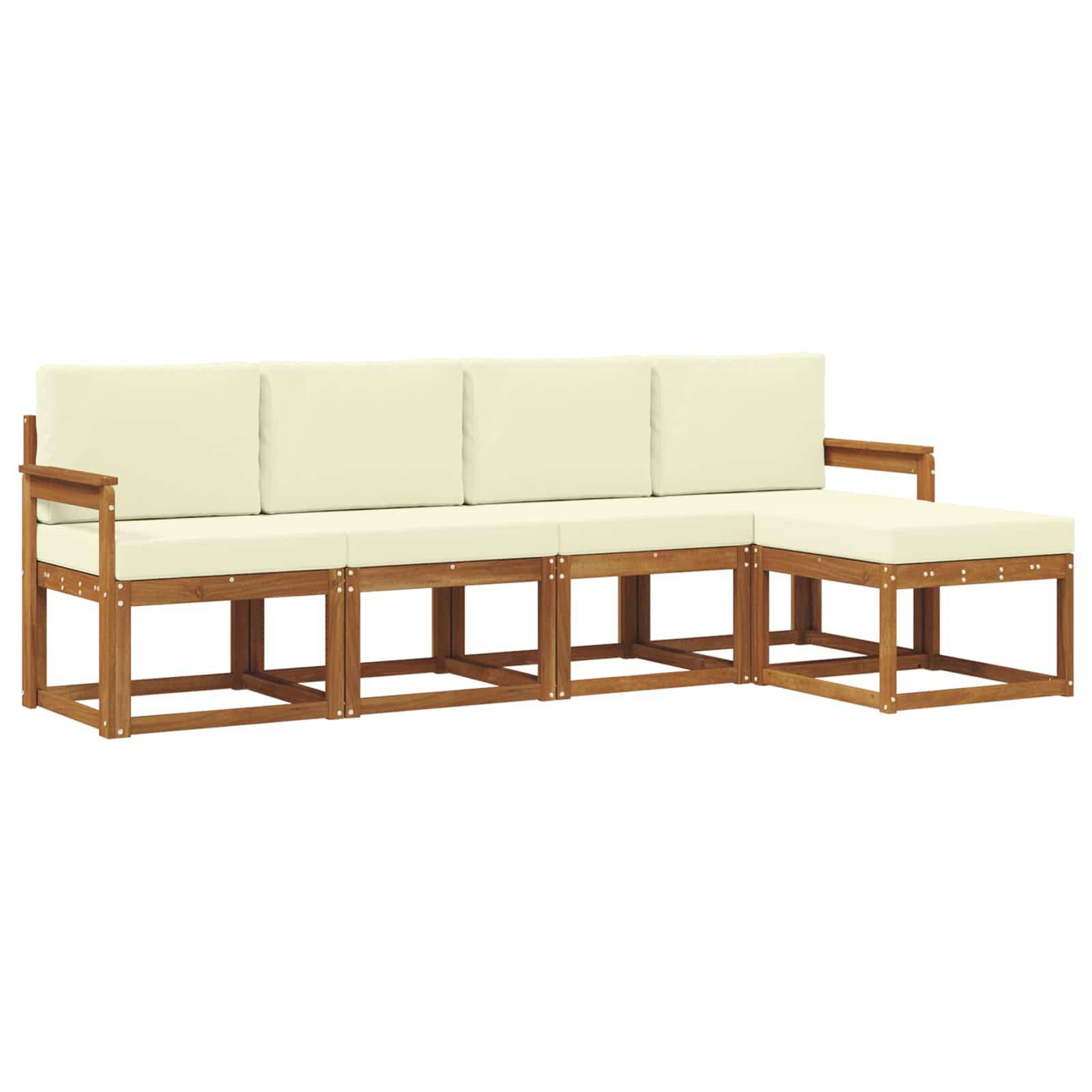 Outdoor-Sofagarnitur 5 pcs Natur und Creme Massivholz Akazie