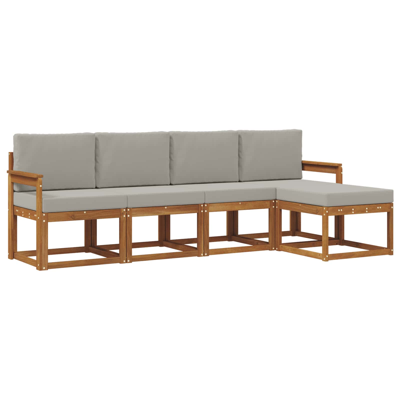 Outdoor-Sofagarnitur mit Kissen 5 pcs Natürlich und Hellgrau