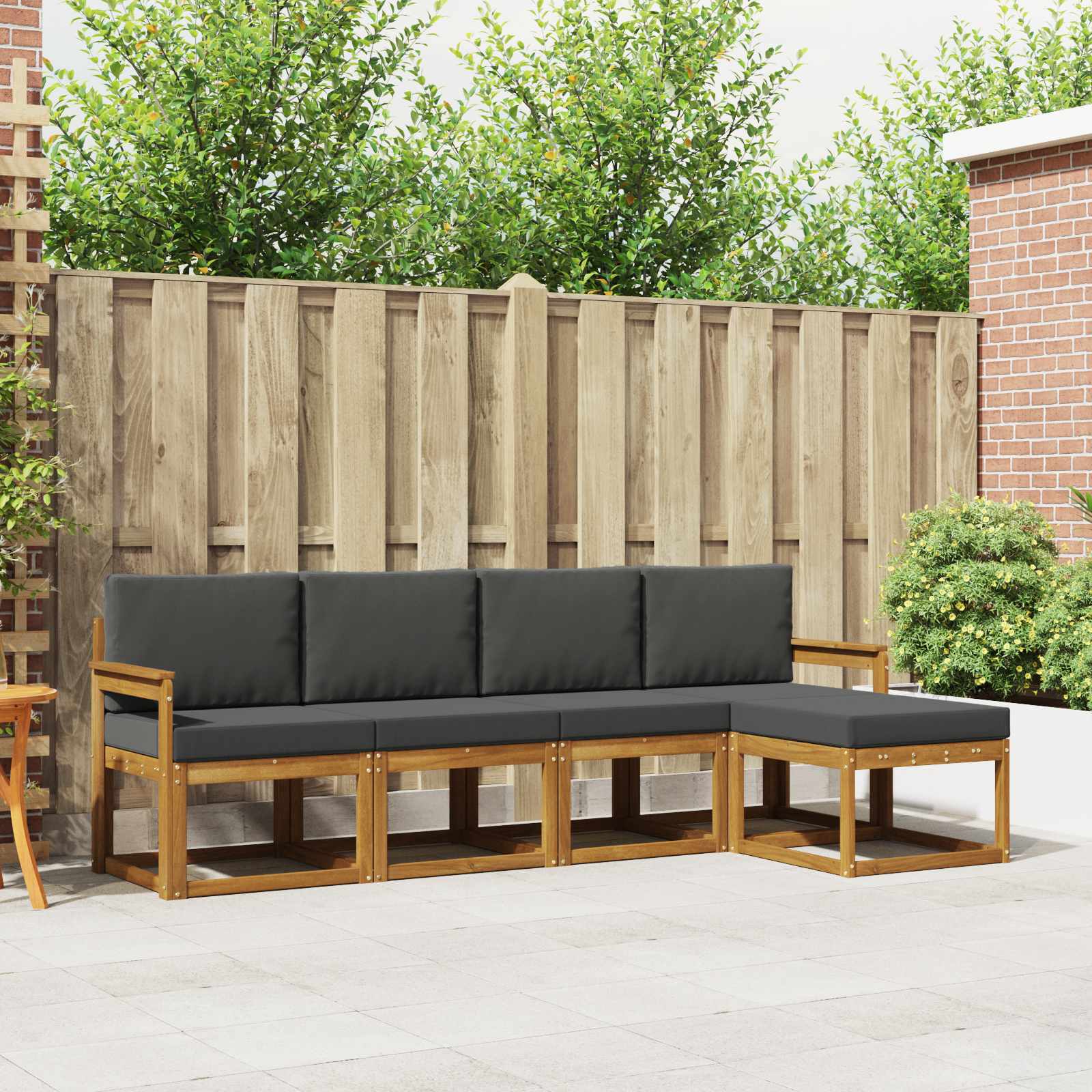 Outdoor-Sofagarnitur mit Kissen 5 pcs Natur und Anthrazit