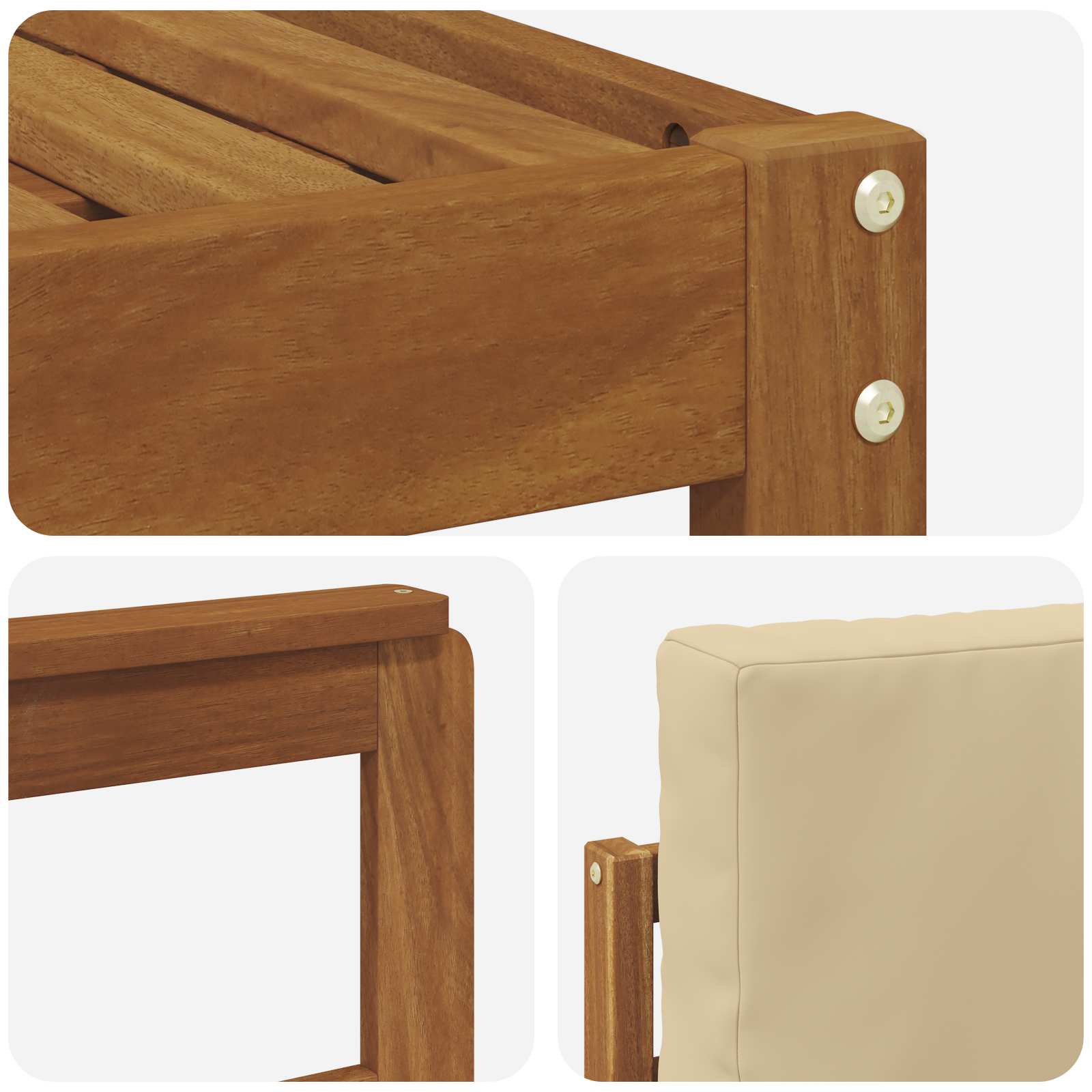 Outdoor-Sofagarnitur 5 pcs Natur und Beige Massivholz Akazie