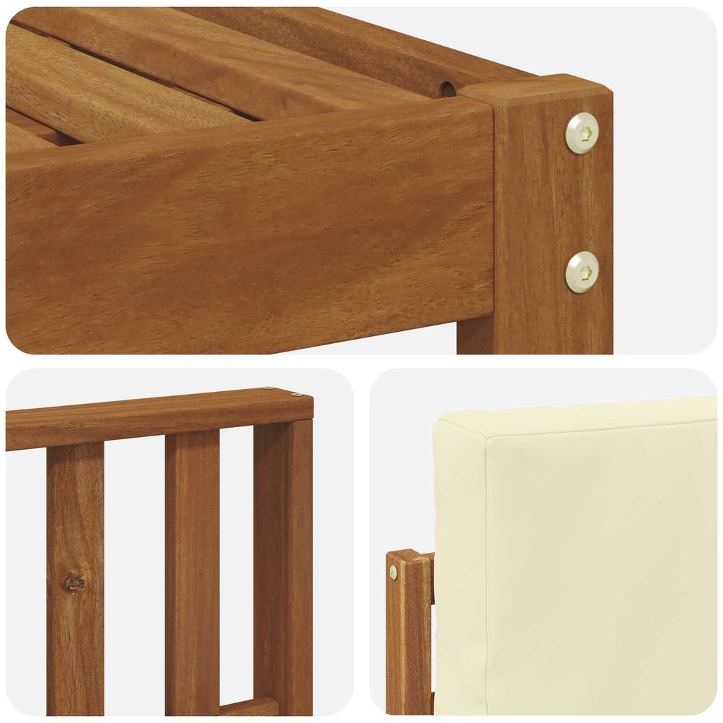 Outdoor-Sofagarnitur 5 pcs Natur und Creme Massivholz Akazie