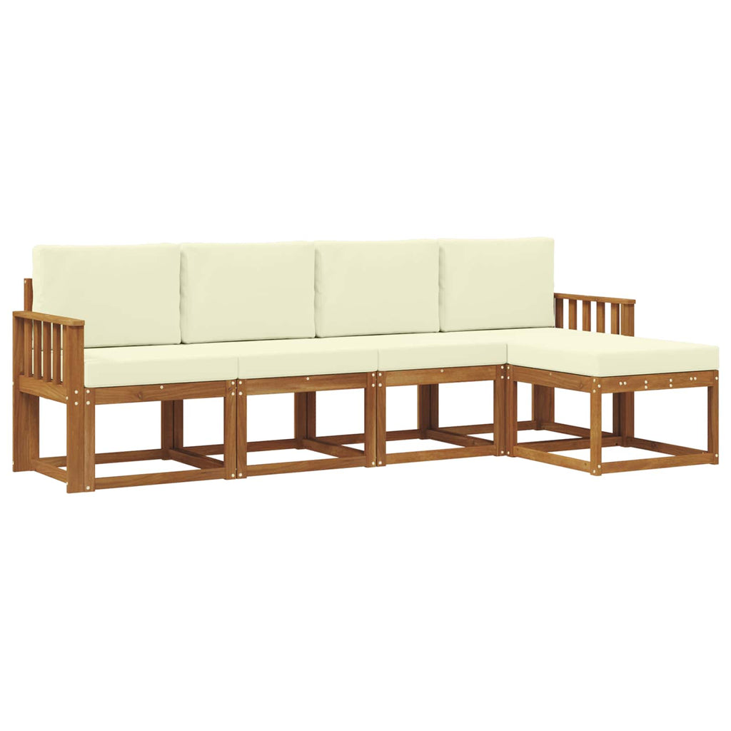 Outdoor-Sofagarnitur 5 pcs Natur und Creme Massivholz Akazie
