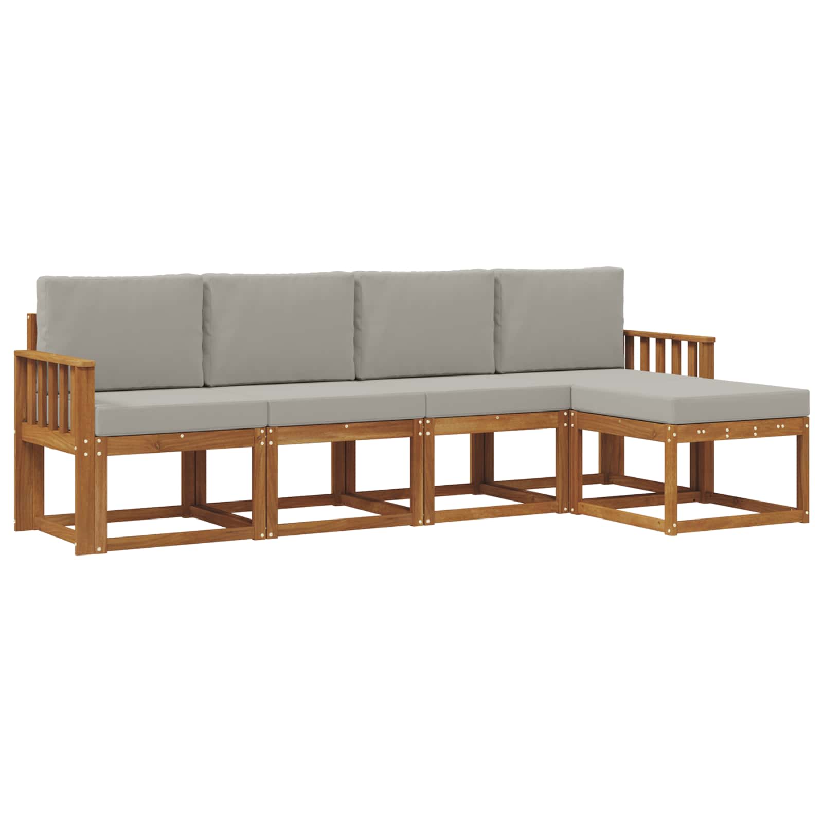 Outdoor-Sofagarnitur mit Kissen 5 pcs Natürlich und Hellgrau