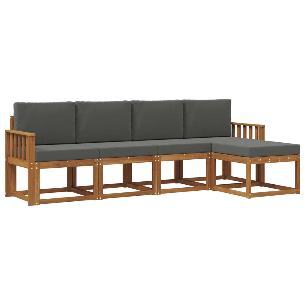 Outdoor-Sofagarnitur mit Kissen 5 pcs Natur und Anthrazit