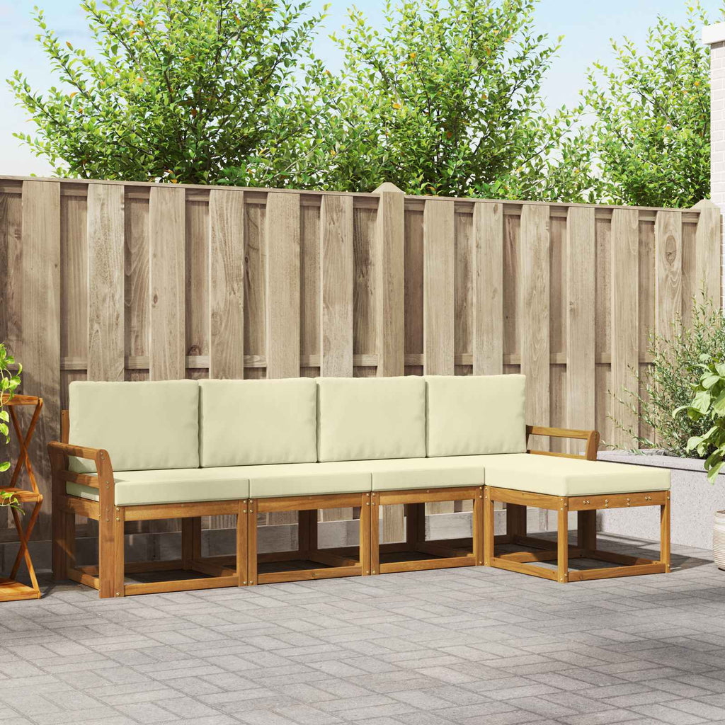 Outdoor-Sofagarnitur 5 pcs Natur und Creme Massivholz Akazie