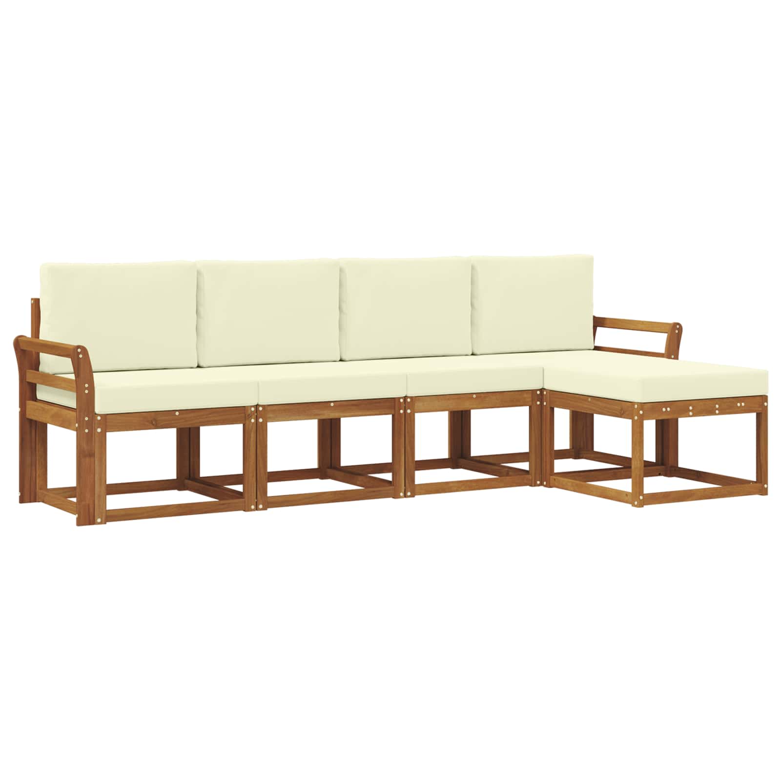 Outdoor-Sofagarnitur 5 pcs Natur und Creme Massivholz Akazie