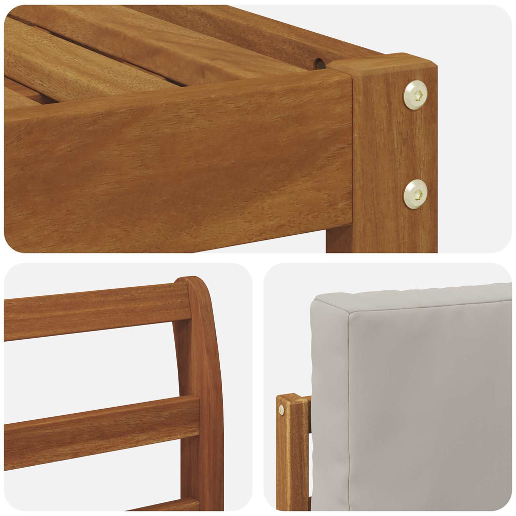 Outdoor-Sofagarnitur mit Kissen 5 pcs Natürlich und Hellgrau