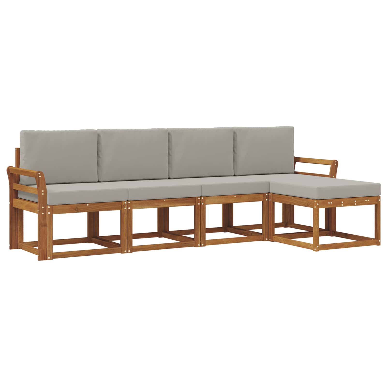 Outdoor-Sofagarnitur mit Kissen 5 pcs Natürlich und Hellgrau