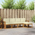 Outdoor-Sofagarnitur 5 pcs Natur und Creme Massivholz Akazie
